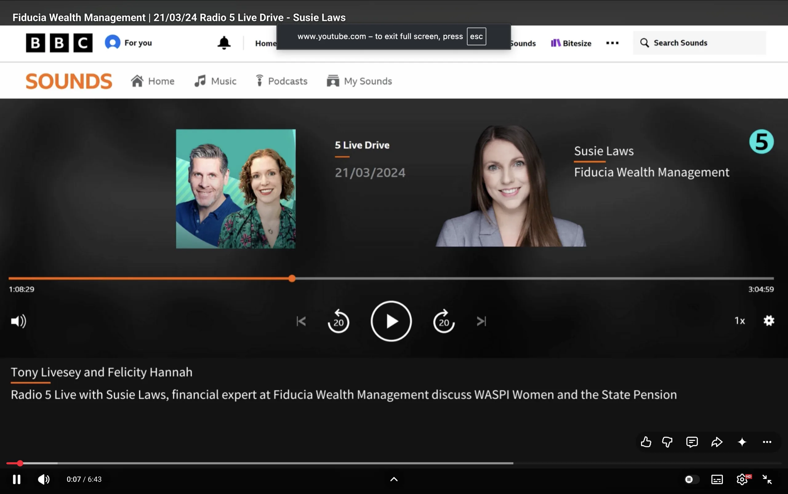 Susie Laws appears on Radio 5’s Live Drive with Tony Livesey and Felicity Hannah