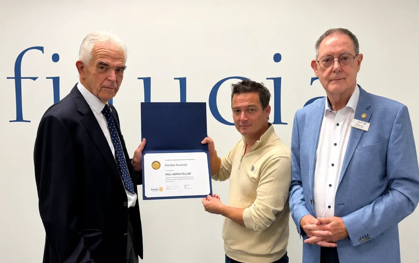 Fiducia Managing Director Gordon Kearney Recognised as a Paul Harris Fellow